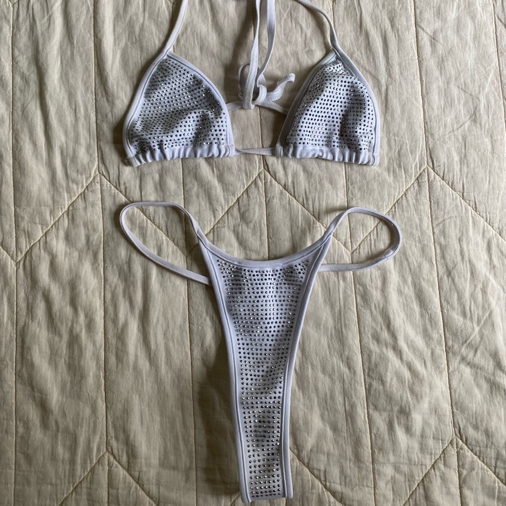 I AM GIA rhinestone thong bikini